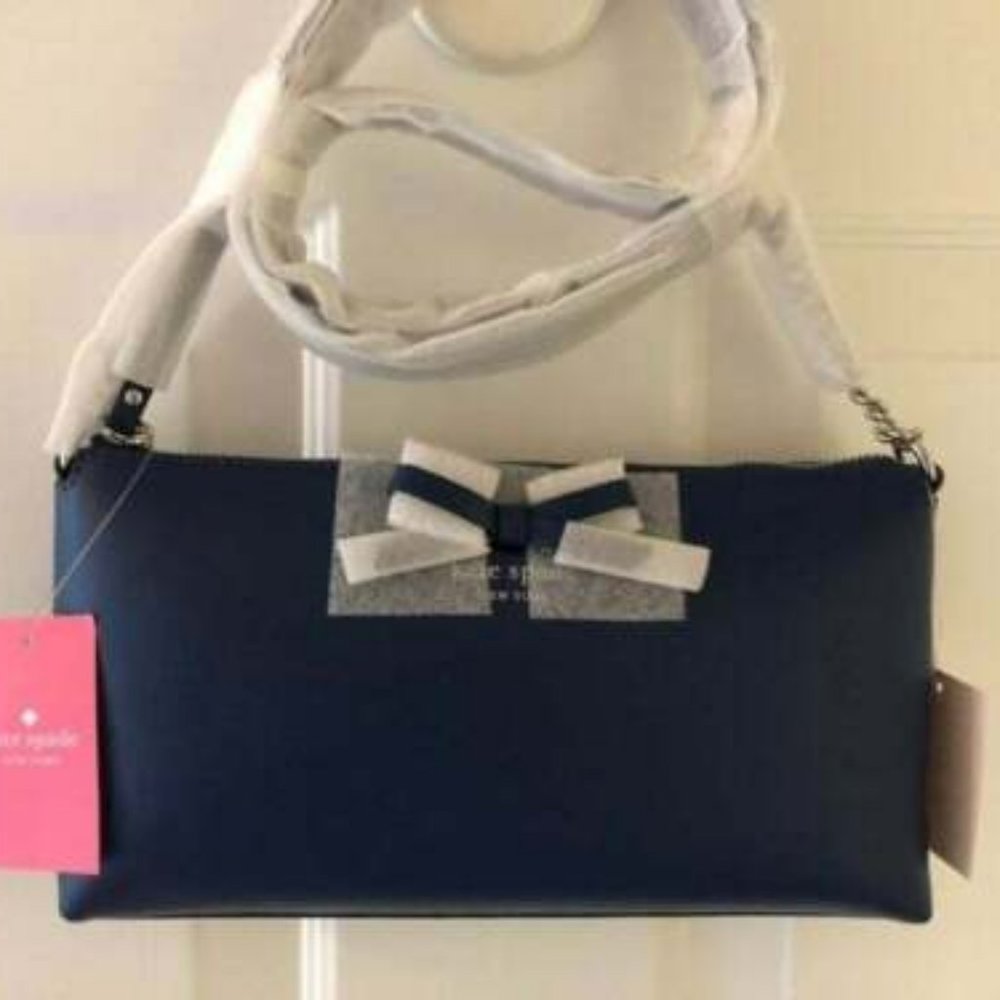 Kate Spade Sawyer Street Declan Crossbody Bag River Blue Bow New for Spring